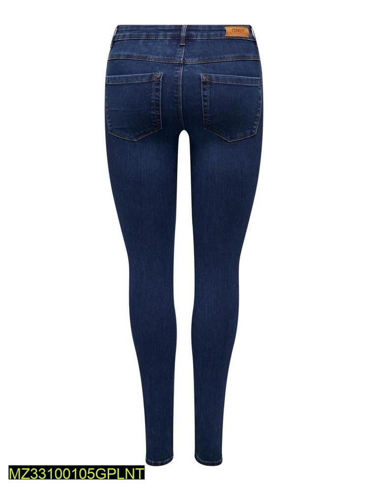 Women's Slim Fit Indigo Denim Jeans with High Waist