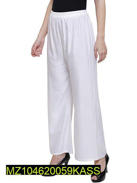 Women's White Cotton Jersey Palazzo Trousers 38"