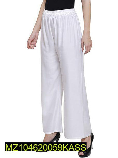 Women's White Cotton Jersey Palazzo Trousers 38"