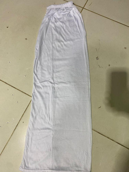 Women's White Cotton Jersey Palazzo Trousers 38"