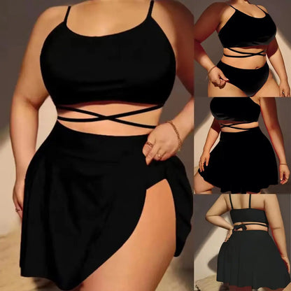 Plus Size Black Suspender Bikini Set for Pakistani Women