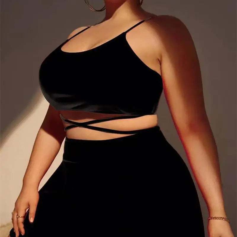 Plus Size Black Suspender Bikini Set for Pakistani Women