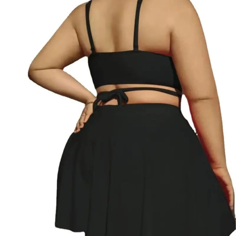 Plus Size Black Suspender Bikini Set for Pakistani Women