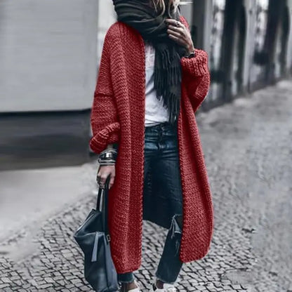 Women Long Knit Cardigan Sweater Jacket Loose Woolen Autumn Winter Multi Color