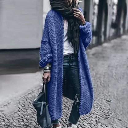 Women Long Knit Cardigan Sweater Jacket Loose Woolen Autumn Winter Multi Color