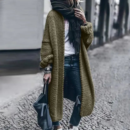 Women Long Knit Cardigan Sweater Jacket Loose Woolen Autumn Winter Multi Color