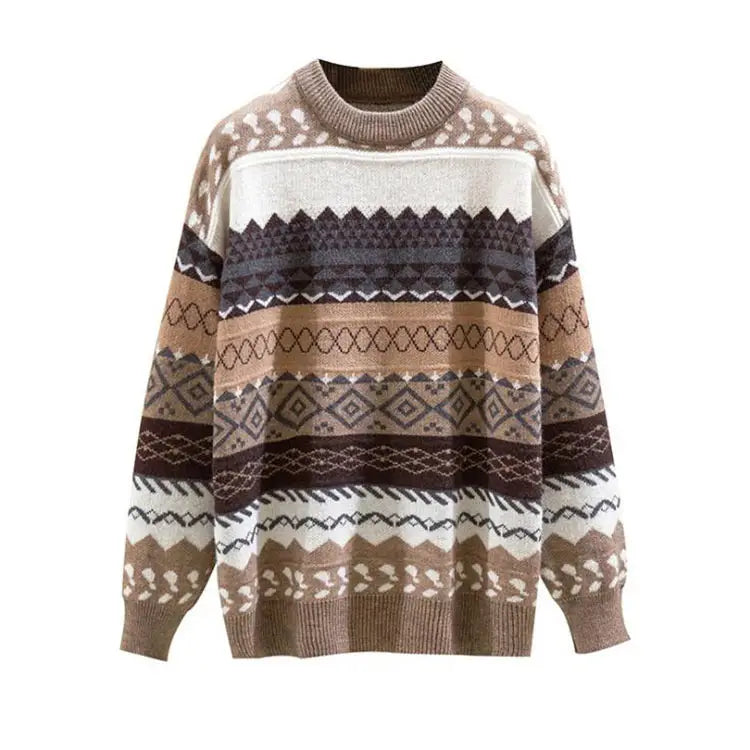Women's Loose Knit Sweater Winter Geometric Pattern