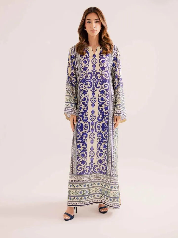 2 Pcs Women's Stitched Lawn Printed Shirt And Trouser