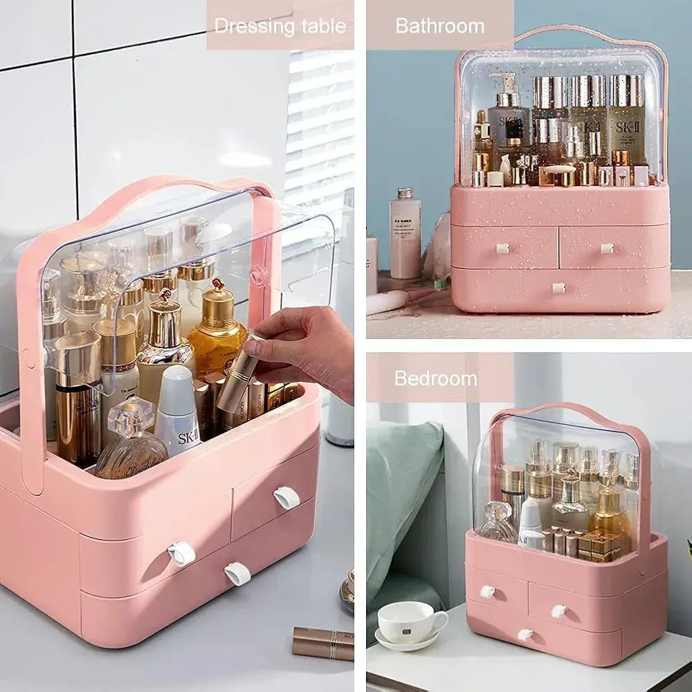 Premium Cosmetic Storage Box with 3 Drawers