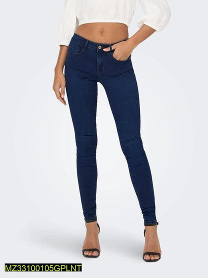 Women's Slim Fit Indigo Denim Jeans with High Waist