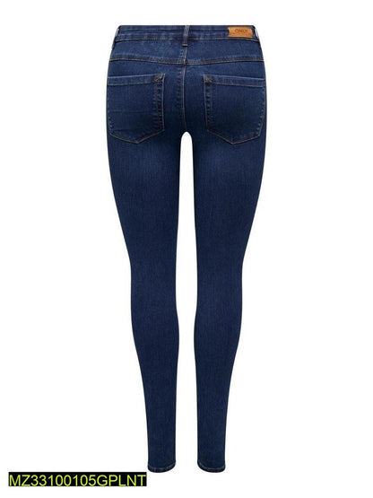 Women's Slim Fit Indigo Denim Jeans with High Waist