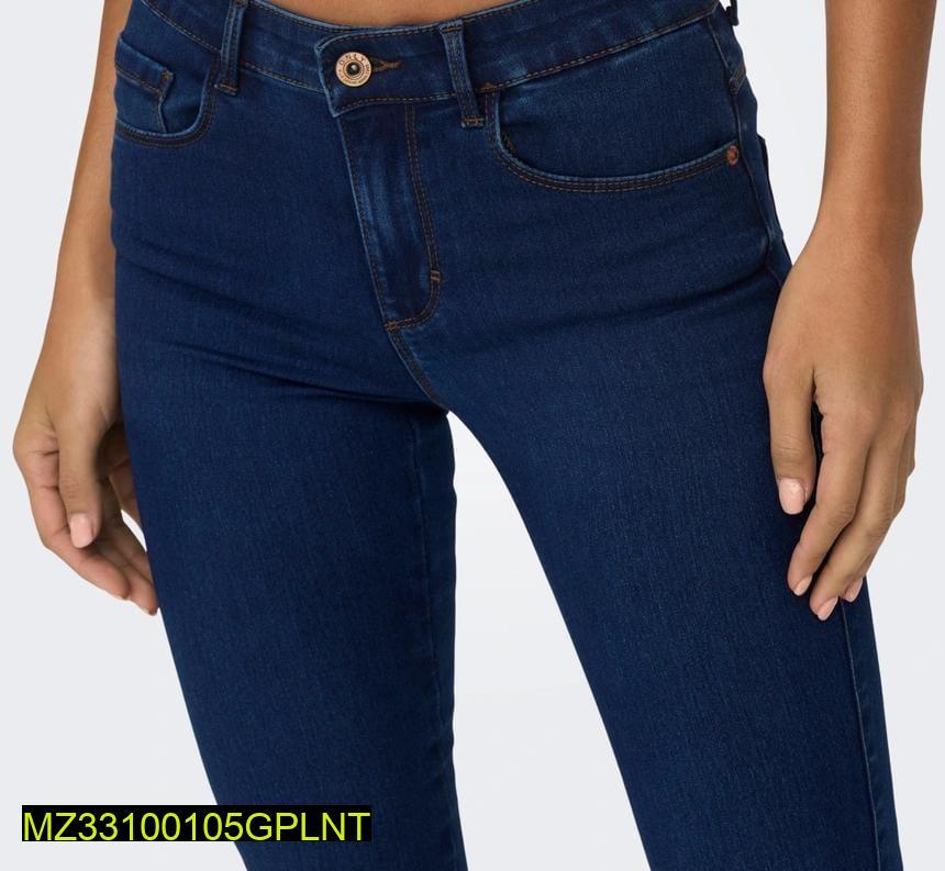 Women's Slim Fit Indigo Denim Jeans with High Waist