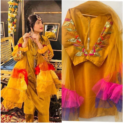 Women Katan Silk 3 Pcs Suit Set White Medium Large