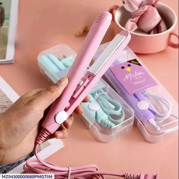 Mini Hair Straightener Pink Fast Drying Metal Plate