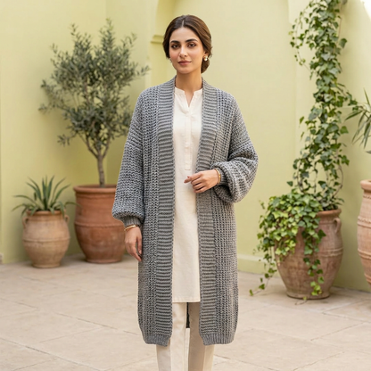 Women Long Knit Cardigan Sweater Jacket Loose Woolen Autumn Winter Multi Color