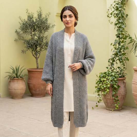 Women Long Knit Cardigan Sweater Jacket Loose Woolen Autumn Winter Multi Color