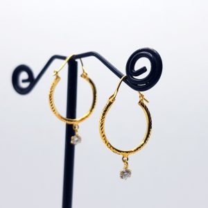 Gold Baliyan For Girls With White Stone Drop ER000125