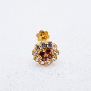 Red & White Stones Gold Nose Pin For Girls NP0246