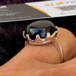 silver ring for men with black Aqiq Stone GR006